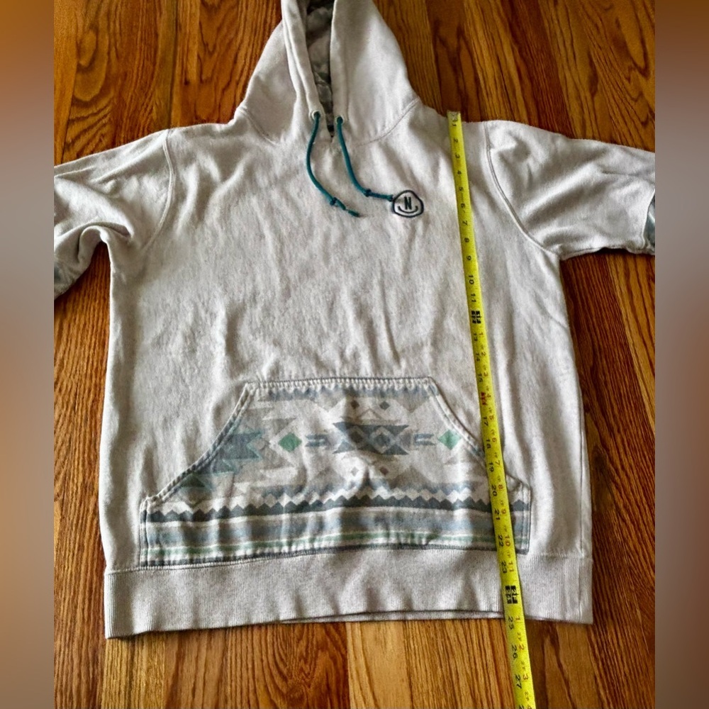 Neff Gray and Teal Aztec Patterned Hoodie - Medium - Picture 7 of 10